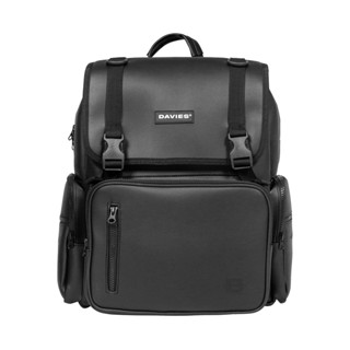 Balo đi học nam nữ Davies da màu đen Leather Box Backpack.