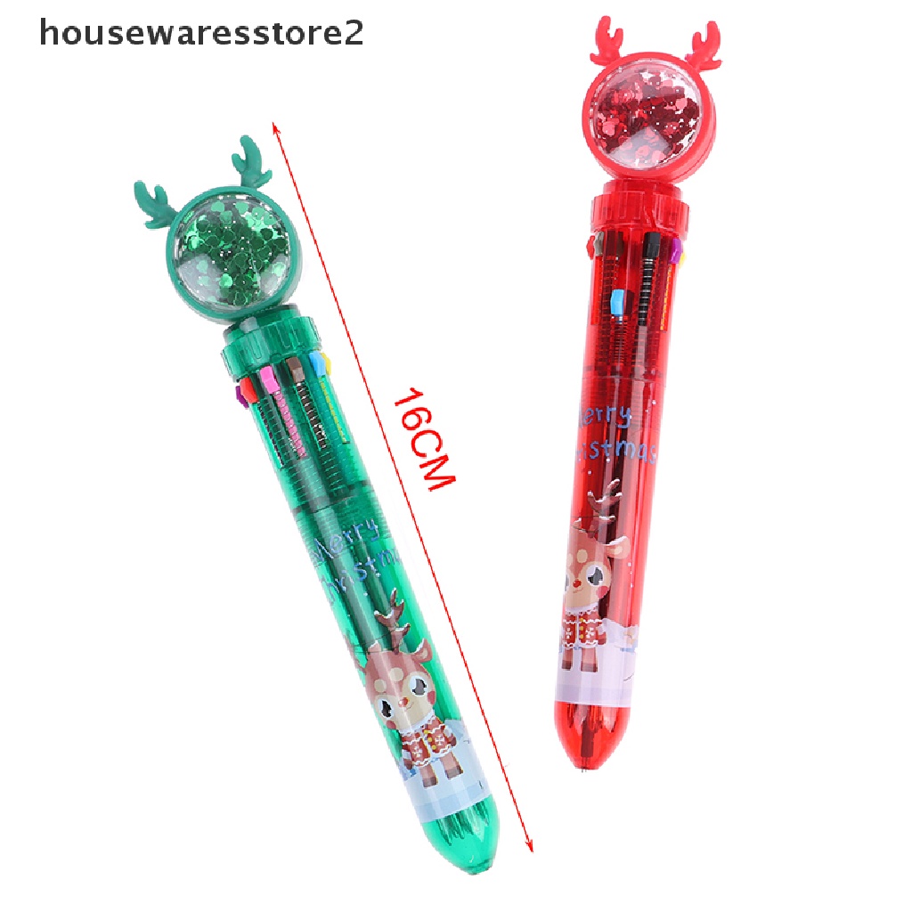 Bút Bi 10 Màu Ngòi 0.5MM 2 Họa Tiết Giáng Sinh Dễ Thương