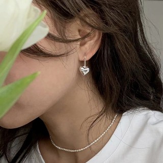 Khuyên tai nữ bông tai nữ bạc khuyên móc xỏ trái tim phồng Cá jewelry KB139