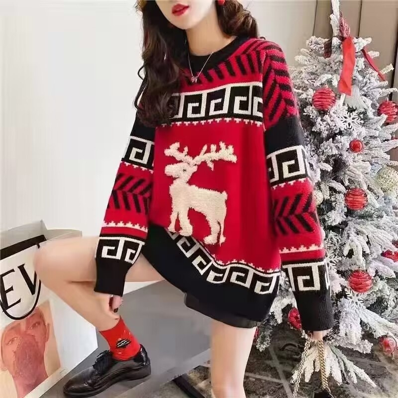 IELGYÁo sweater Dệt Kim Dày Dặn Dáng Rộng Thời Trang Cho Nữ