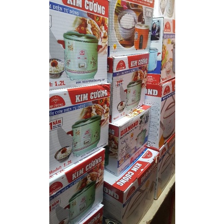 Nồi cơm điện Kim Cương 0,6 lít, 0,8 lít và 1 lít 2 nắp rời dành cho gia đình nhỏ ít người
