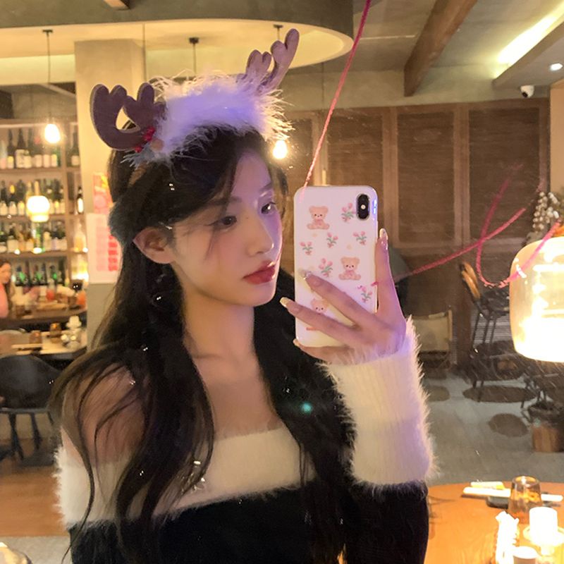 Băng Đô Cài Tóc Hình Sừng Tuần Lộc Giáng Sinh Siêu Nữ Tính