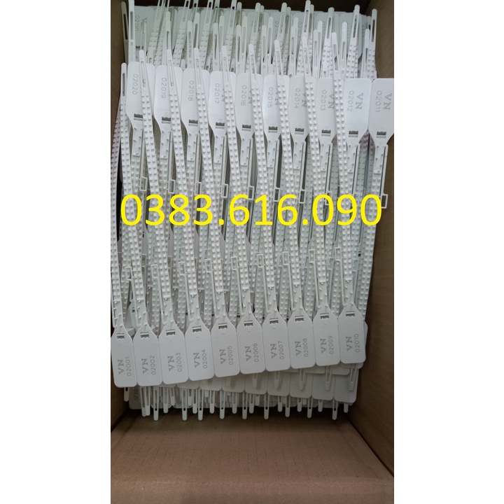 Seal nhựa niêm phong dạng dây dẹt in seri cho xe hàng (10 chiếc/đơn)