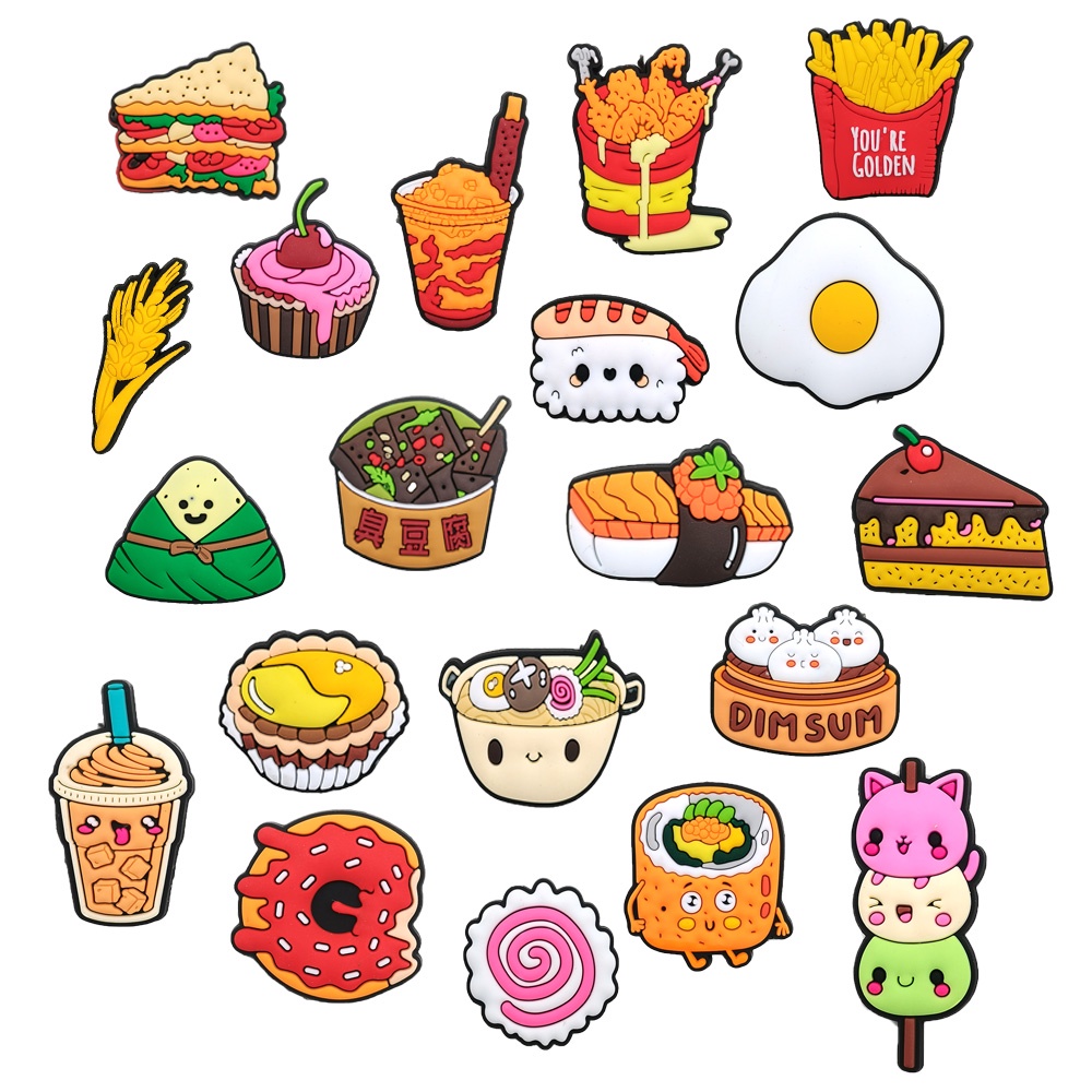 1 Phụ Kiện Nút Trang Trí Hình Bánh Hamburger / Giày Dép / Kẹp Thịt Bò JIBZ