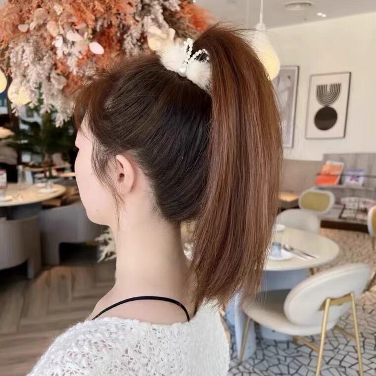 [Magpie] Kẹp Tóc Đuôi Ngựa Bằng Lông Thỏ Cao Cấp Cố Định Tóc Đuôi Ngựa Khí Chất Cá Tính Thời Trang Thu Đông