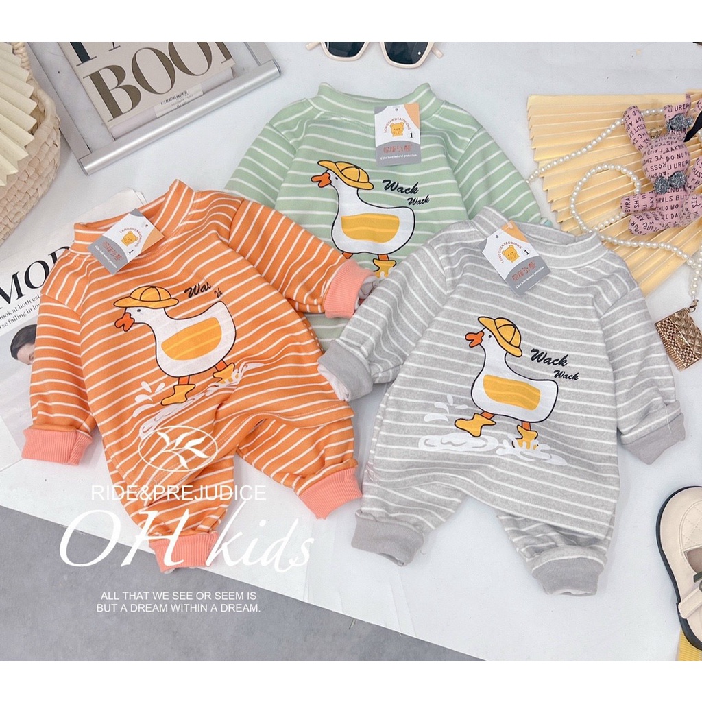 Bộ Nỉ Bông Cho Bé Trai Bé Gái Hoạ Tiết Con Vật Chất Cực Đẹp Siêu Ấm Cho Bé Yêu, Bộ Quần Áo Thu Đông Cho Bé M013