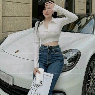 Áo thun tay dài croptop cổ bẻ (A15)