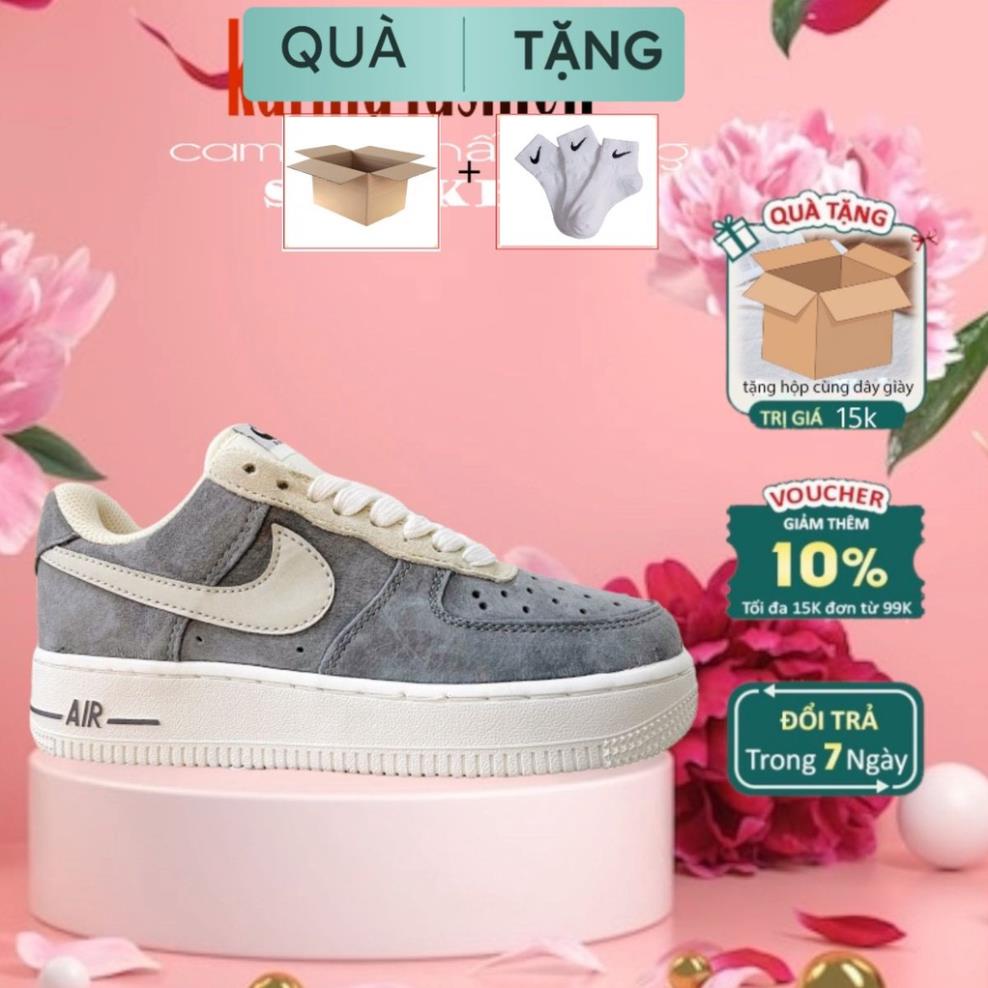💯 Giày sneaker Air force 1 Grey Pavy Tale ( Af1 Xám da lộn ) - Giày _Nike Xám NỈ Air Force 1, AF1 Bản chuẩn đẹp fullbox