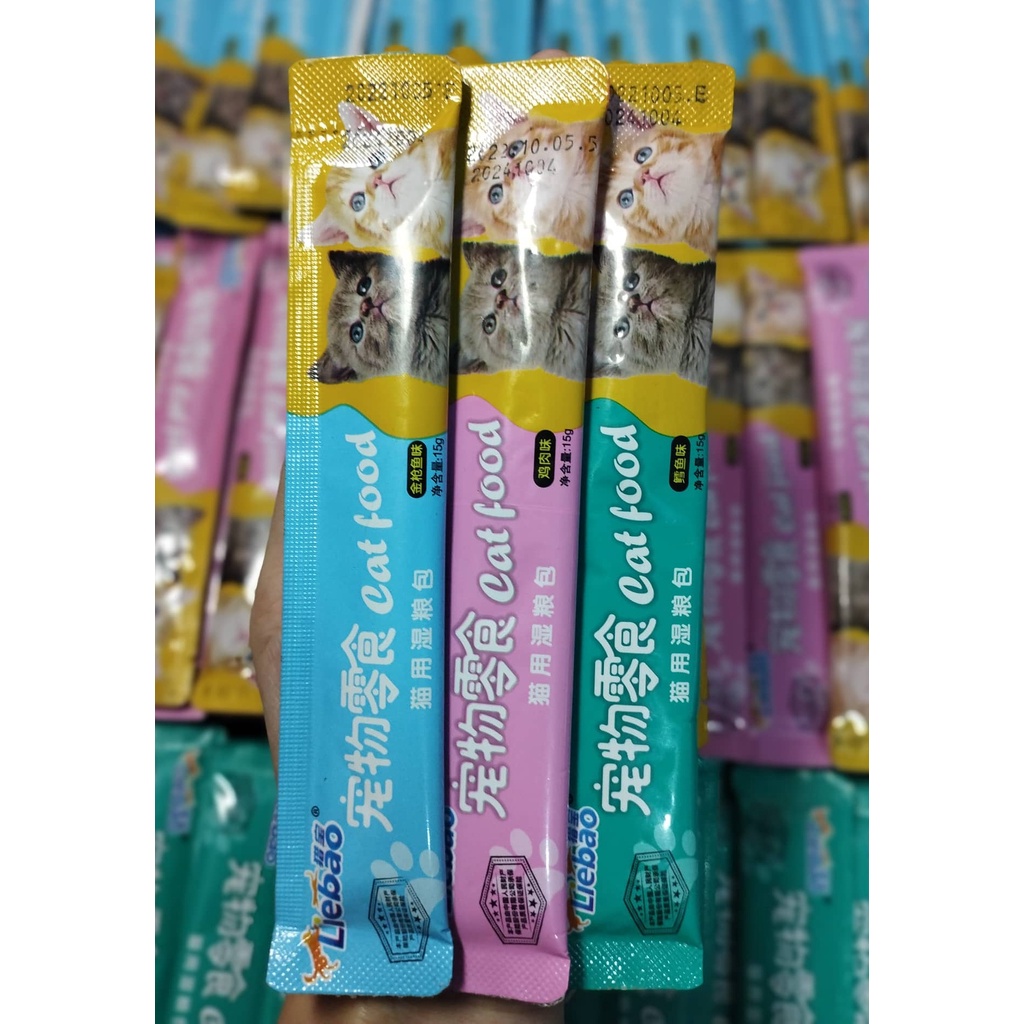 Combo 100 thanh súp thưởng 10 loại cho mèo bổ sung dinh dưỡng - NSX luôn mới, được in trên bao bì