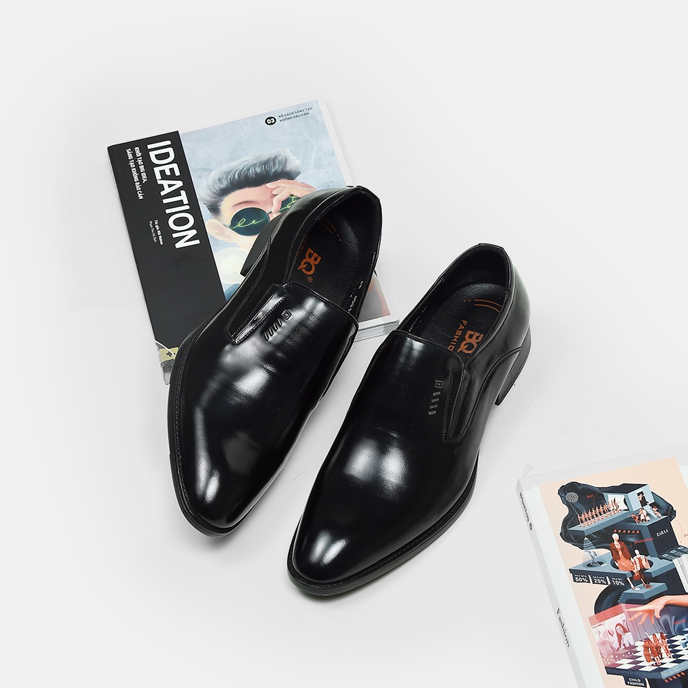 Giày tây công sở nam da bò form chắc chắn thoáng khí mũi nhọn đế 3cm BQ GT 0551