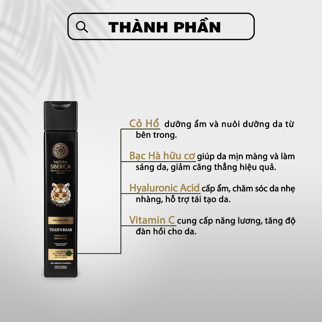 Gel Tắm Tăng Sức Sống Cho Da Natura Siberica Men "Tiger's Roar" 250ml