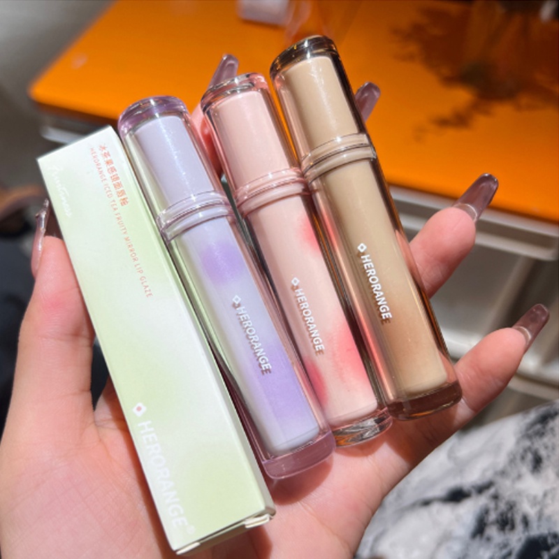 Son kem bóng CAPPUVINI HERORANGE thạch trà căng mọng nhẹ môi Iced Tea Mirror Surface Lip Glaze