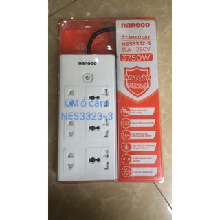 Ổ cắm có dây 3 ổ cắm đa năng + 3 ổ cắm 2 chấu + 1 công tắc nes3332-3 - nanoco