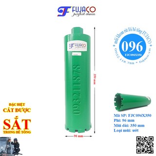 Mũi khoan rút lõi bê tông phi 96 x 350 mm - FUJACO khoét lỗ tròn đi ống 90 nhanh xịn mịn giá rẻ chất lượng - FJC096X350