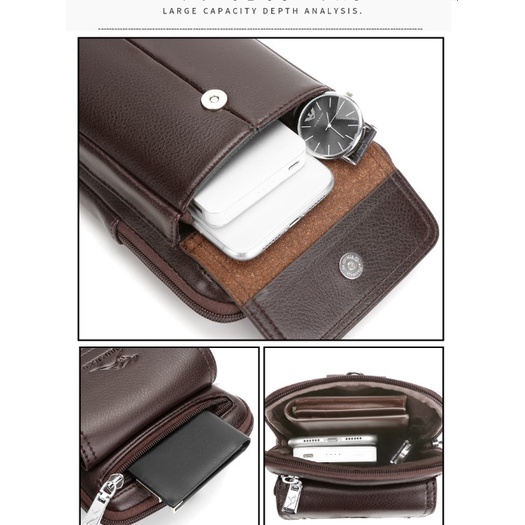 Túi Đeo Hông Thắt Lưng Nam Cao Cấp Thời Trang Hàn Quốc Da Pu Mềm Đẹp Chống Nước Đựng Điện Thoại Đeo Chéo Tiện Lợi