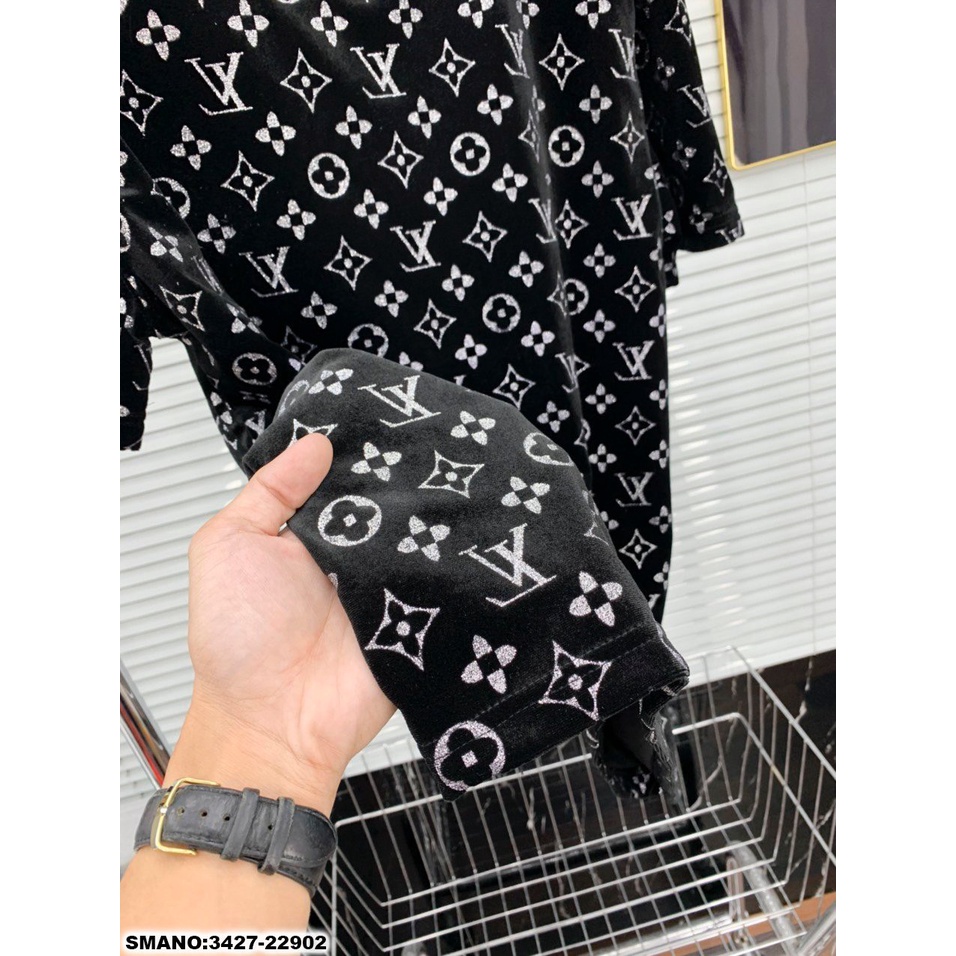 [Có video]Áo Thun Nam Họa Tiết LV cực Nét Chất Nhung Cực đẹp-Áo Phông Nam Nữ Cao Cấp