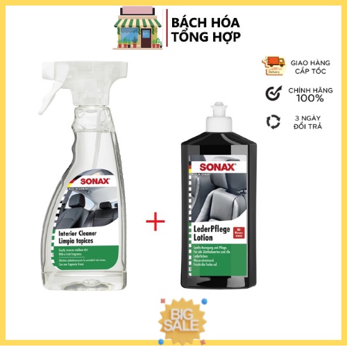 Combo Dung Dịch Làm Sạch Nội Thất Xe SONAX 321200 & Kem Bảo Dưỡng Ghế Da SONAX Leather Care 291141