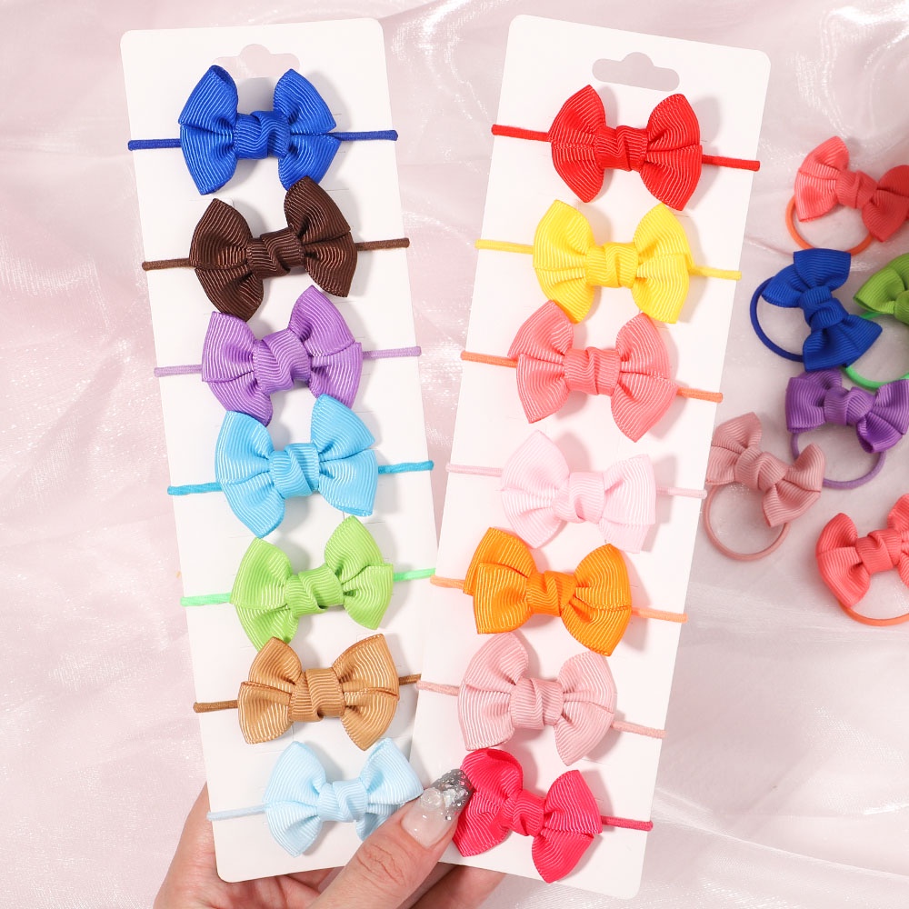 Set 5/ 10 dây buộc tóc KIDSBOWS co giãn đính nơ màu sắc xinh xắn thời trang dành cho bé gái