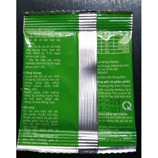 Phân bón lá vi lượng Đức - Microcombi - Ngăn vàng lá, rụng hoa và trái non - Gói 2.5g