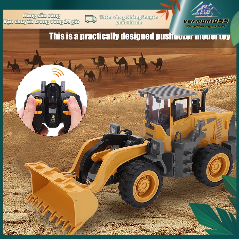 Có thể bán buôn 8 kênh Phiên bản hợp kim Máy xúc đẩy hàng Đồ chơi điều khiển từ xa máy xây dựng Vermont055 Hàng giao ngay