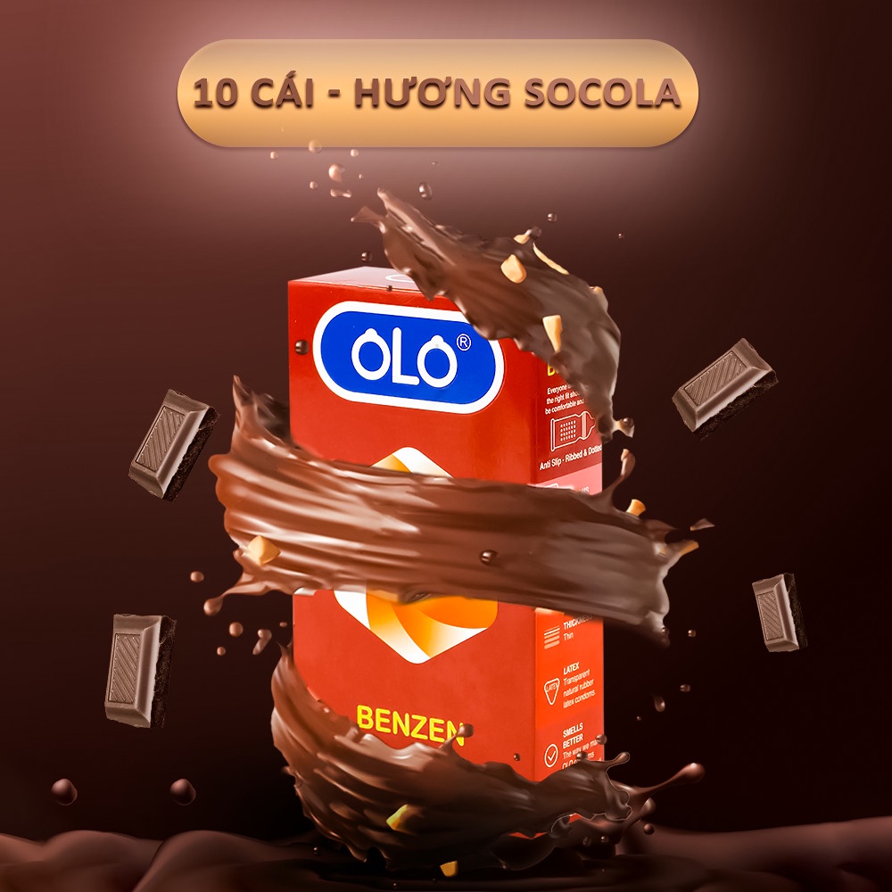Combo 2 hộp bao cao su OLO Ice &amp; Benzen - 20 cái, gân gai lớn, kéo dài thời gian, hương bạc hà &amp; socola