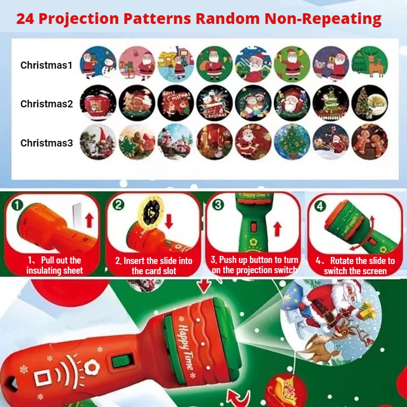 Máy Ảnh Đồ Chơi Có Đèn Chiếu Hình Ông Già Noel Cho Bé