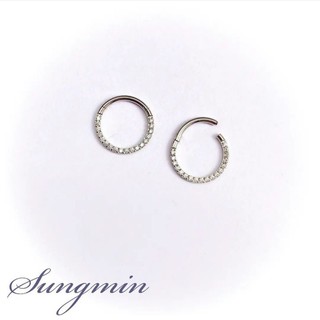 Vòng clicker đá trắng zircon thép không gỉ piercing
