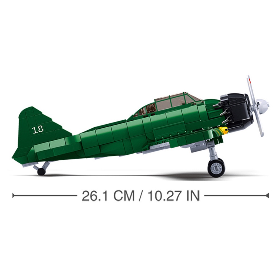 Set 560 Khối Lắp Ráp Mô Hình Máy Bay Chiến Đấu MOC WW2 A6M Zero