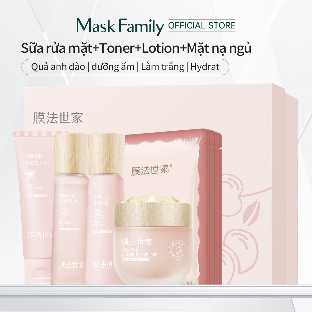 Set mỹ phẩm chăm sóc da mặt MASK FAMILY chiết xuất cherry dưỡng ẩm tiện lợi (có bán lẻ)