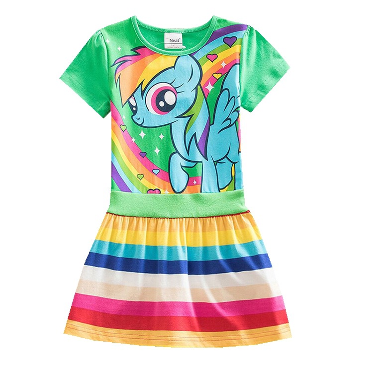 Đầm Thun Tay Ngắn In Hình Ngựa Pony 3 Màu Thời Trang Mùa Hè Phong Cách Mới Cho Bé Gái