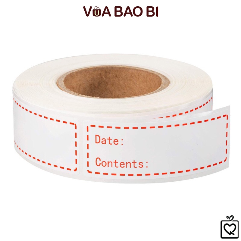 Cuộn 120 tem nhãn dán hộp thực phẩm TE09 decal đánh dấu tên hộp đựng bao bì tiện lợi