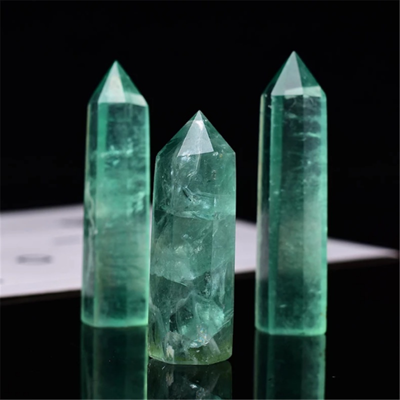 Đá Fluoritemetaphysical 6 Mặt Màu Xanh Lá Tự Nhiên Dùng Trang Trí Bàn Làm Việc Ngoài Trời