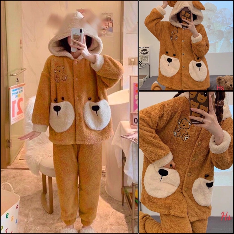 Bộ ngủ GẤU BÔNG ẤM ÁP ( XẢ KHO]