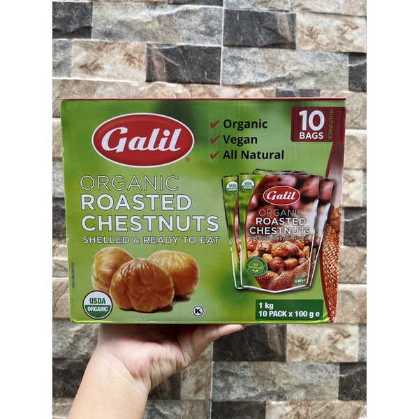 Hạt dẻ hữu cơ Galil Organic Roasted Chestnuts 10 gói x 100gram