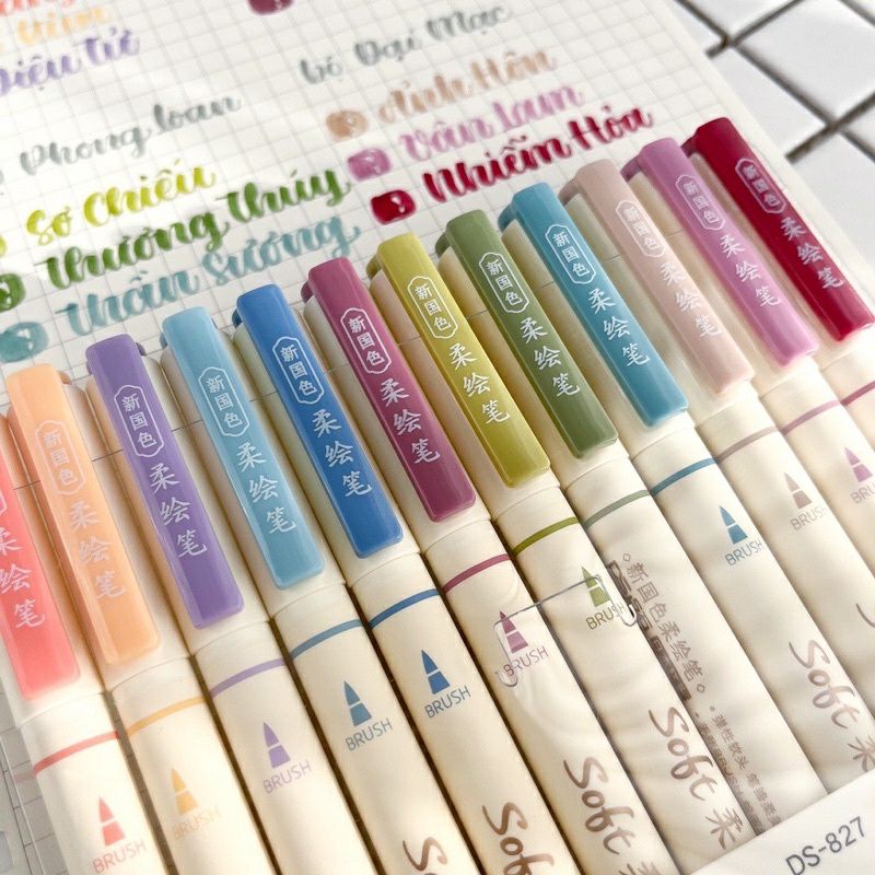 Bộ 12 Bút Viết Calligraphy Soft Brush Sign Pen Màu Pastel