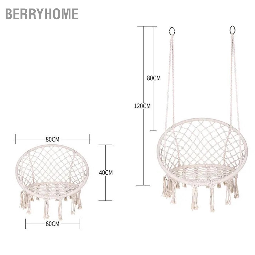 Ghế Võng Xích Đu Macrame Lưới Dệt Kim Treo Sân Thượng Ban Công Vườn Phòng Khách BerryHome~