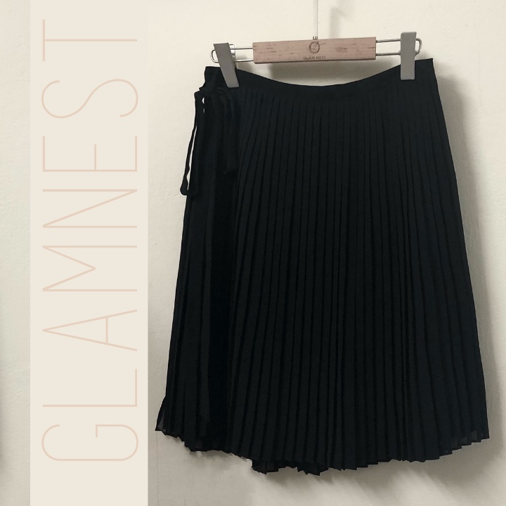 Chân Váy Bầu Dập Ly Dáng Ngắn 2 Màu Đen Trắng GLam Nest CV007