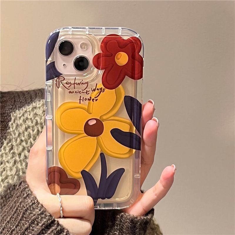 Ốp Điện Thoại Mềm Hình Hoa Vàng Cho iPhone14 14ProMax 11 13ProMax 11ProMax 12 12Pro Max X XS XR