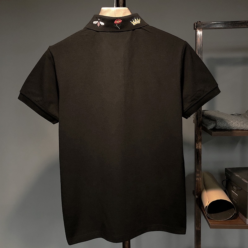 Áo Polo Nam Cổ Bẻ Trơn Phối Thêu Họa Tiết Cổ Sắc Nét, Phong Cách Thời Trang Lịch Sự Sang Trọng