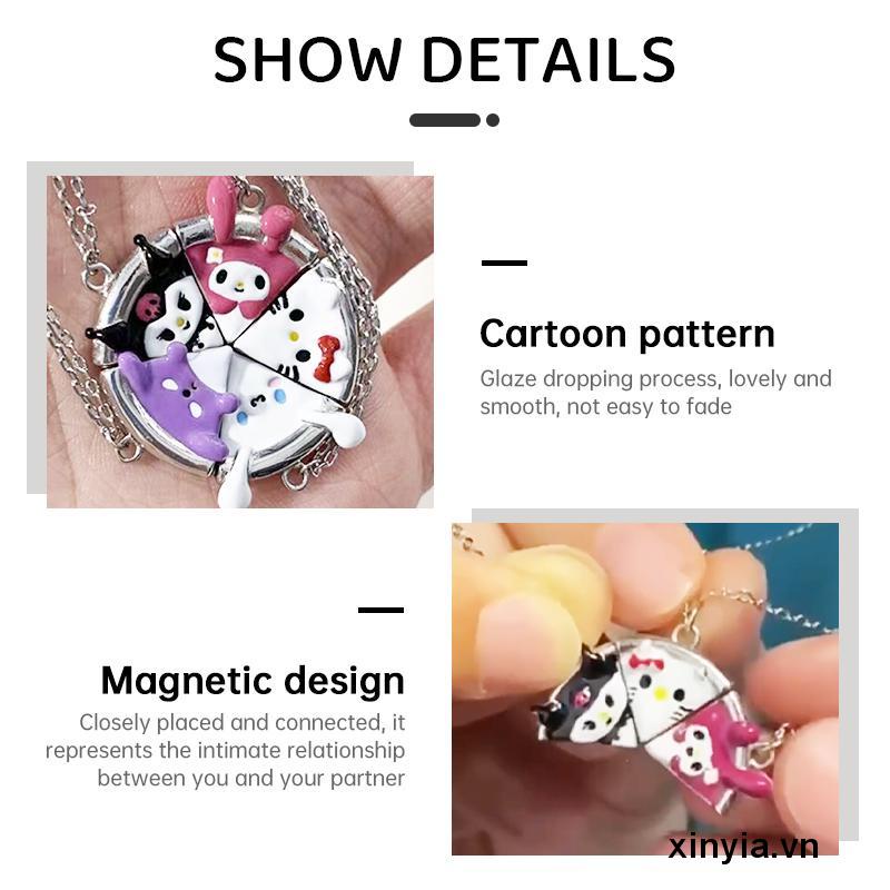 🌺Vòng cổ Nam Châm Mặt Hình Pizza Sanrio Melody Cún Cinnamon Hello Kitty Cho Nữ