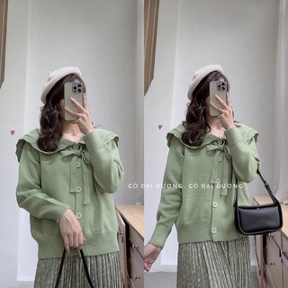 áo len cổ bèo buộc nơ