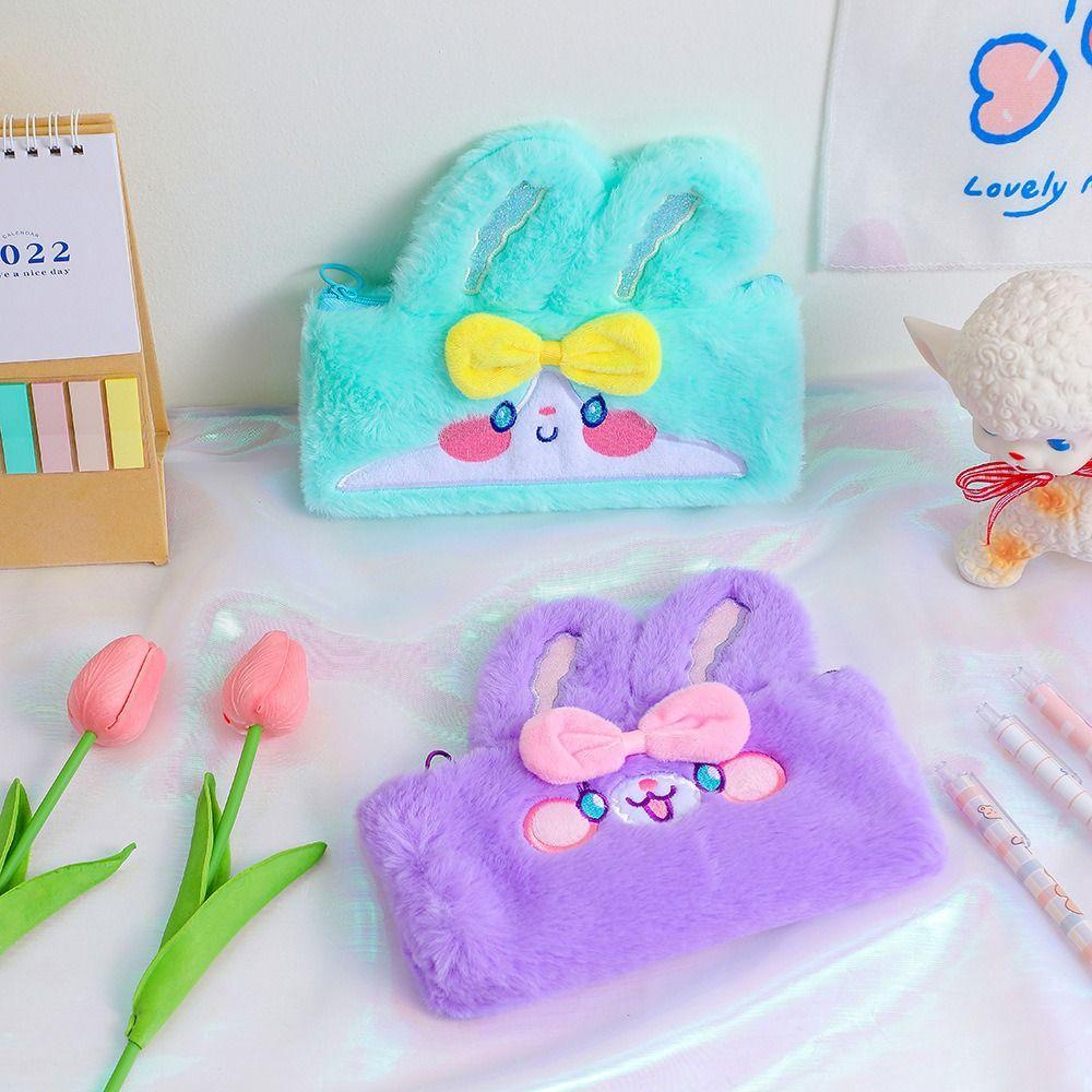 Túi Đựng Bút Hình Thỏ Nhồi Bông Dễ Thương Cho Học Sinh Ốp