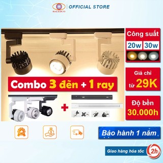 Đèn rọi ray combo 3 đèn rọi khửu và 1 thanh ray gắn tường haledco cao cấp, bảo hành 12 tháng