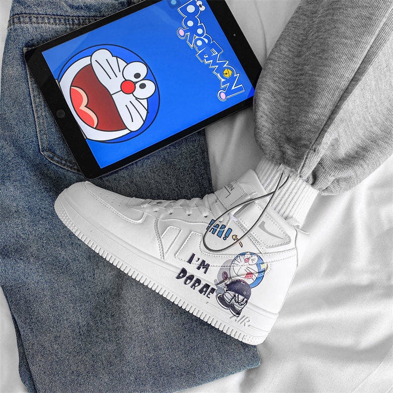 * * Gi Y Giày Sneaker Nam * * Giày Thể Thao Cao Cổ Hình Hoạt Họa Doraemon Cho Nam Sinh Tiểu Học