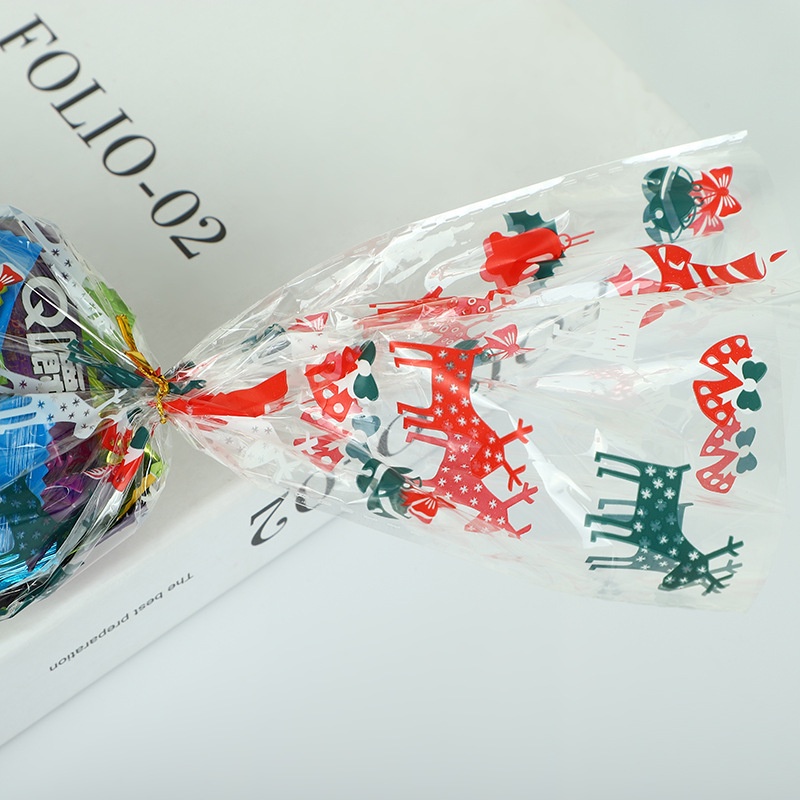 Túi đựng bánh/kẹo, túi đựng quà chủ đề Giáng Sinh trong suốt,13*27, 50 túi/sp - VUA BAO BÌ