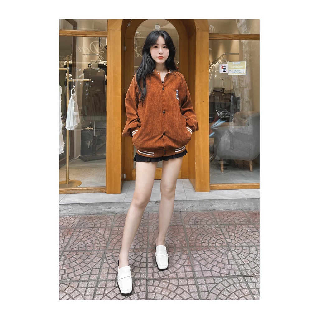 Áo khoác nhung lỳ nâu NY