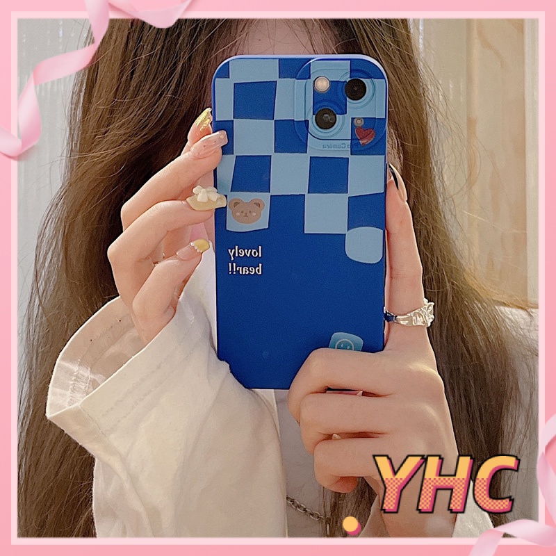 ốp iphone Họa Tiết Bảng Kẻ Ô Màu Xanh Dương tương thích IPhone 13 12 11 Pro Max X XS Max XR 8 7 6 plus-274