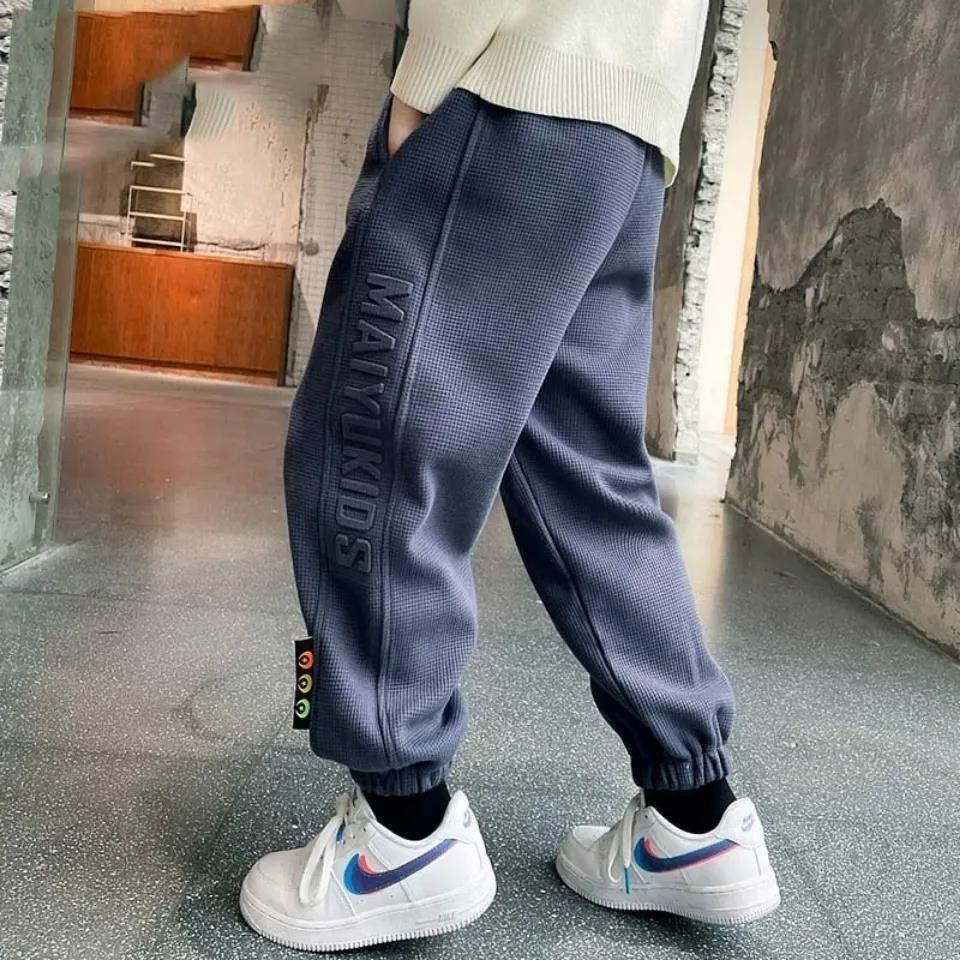 AMILA  Quần Thể Thao In Chữ Waffle Mỏng Thời Trang Thu Đông Dành Cho Bé Trai