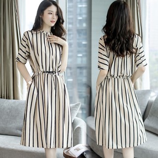 Bộ Áo Tay Lửng Ôm Dáng Phối Chân Váy Kẻ Sọc Dọc Size M-3xl Thời Trang Mùa Hè Cho Nữ