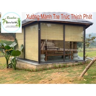 Mành rèm tre trúc xanh chỉ Trắng Nan 5li kt 1.8mx2m,1.6mx2m... Rèm sáo tre trúc che nắng Cửa Kính. Mành tre trang trí.